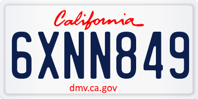 CA license plate 6XNN849