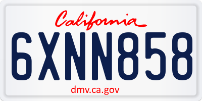 CA license plate 6XNN858