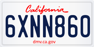 CA license plate 6XNN860