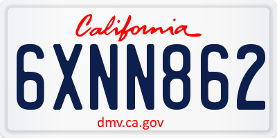 CA license plate 6XNN862