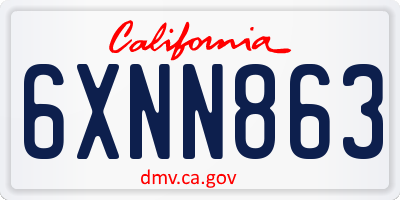 CA license plate 6XNN863