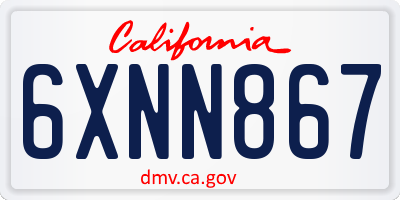CA license plate 6XNN867