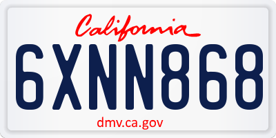 CA license plate 6XNN868