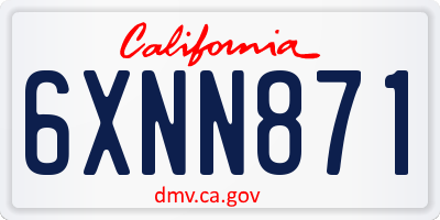 CA license plate 6XNN871