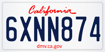 CA license plate 6XNN874