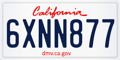 CA license plate 6XNN877
