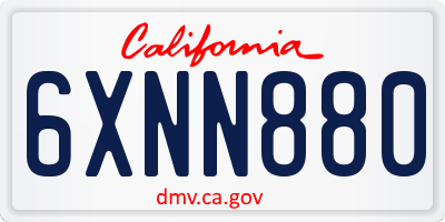 CA license plate 6XNN880