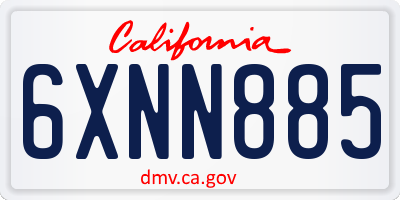 CA license plate 6XNN885