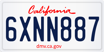 CA license plate 6XNN887