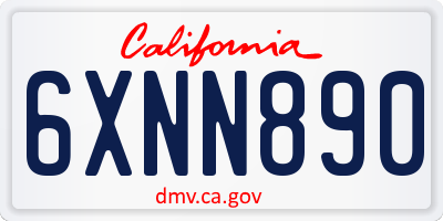 CA license plate 6XNN890