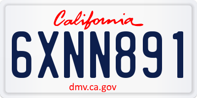CA license plate 6XNN891