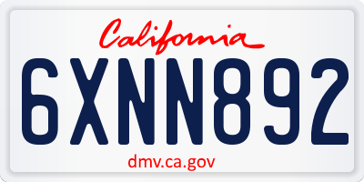 CA license plate 6XNN892