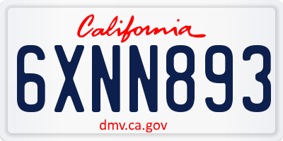 CA license plate 6XNN893
