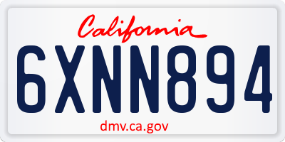 CA license plate 6XNN894