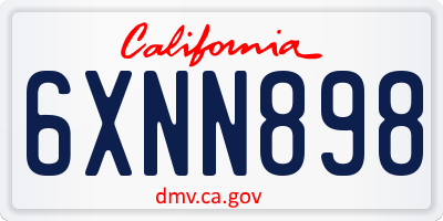 CA license plate 6XNN898