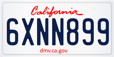 CA license plate 6XNN899
