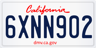 CA license plate 6XNN902