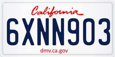 CA license plate 6XNN903
