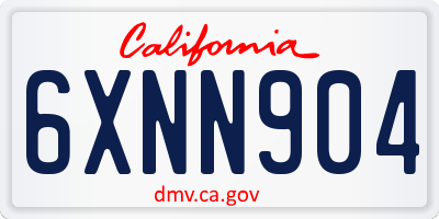 CA license plate 6XNN904