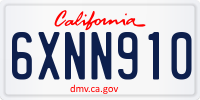 CA license plate 6XNN910