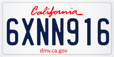 CA license plate 6XNN916