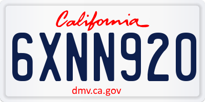 CA license plate 6XNN920