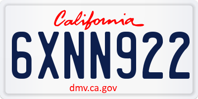 CA license plate 6XNN922
