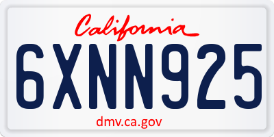 CA license plate 6XNN925