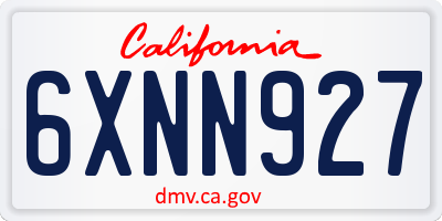 CA license plate 6XNN927