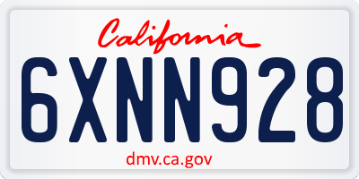 CA license plate 6XNN928