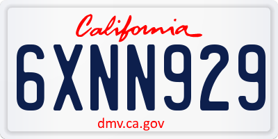 CA license plate 6XNN929