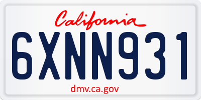 CA license plate 6XNN931