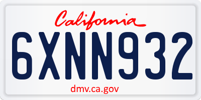 CA license plate 6XNN932