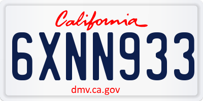 CA license plate 6XNN933