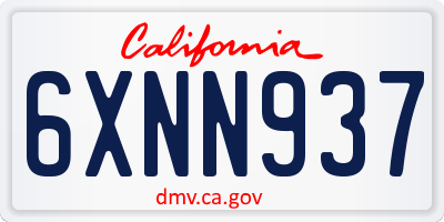 CA license plate 6XNN937