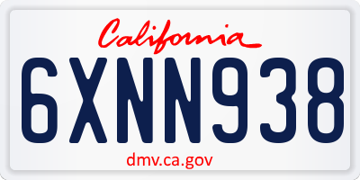 CA license plate 6XNN938