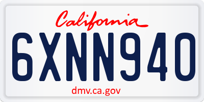 CA license plate 6XNN940