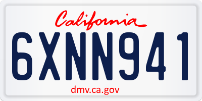 CA license plate 6XNN941