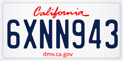 CA license plate 6XNN943