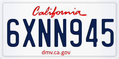CA license plate 6XNN945