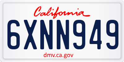 CA license plate 6XNN949