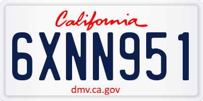 CA license plate 6XNN951