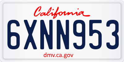 CA license plate 6XNN953