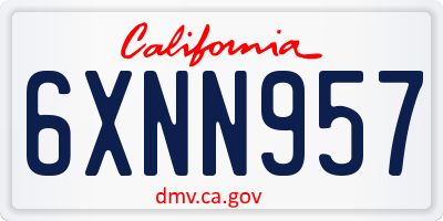 CA license plate 6XNN957