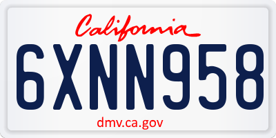 CA license plate 6XNN958