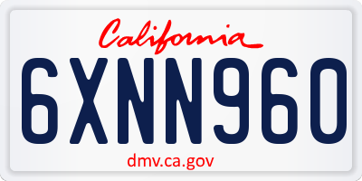 CA license plate 6XNN960