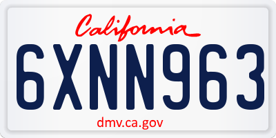 CA license plate 6XNN963