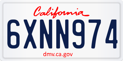 CA license plate 6XNN974
