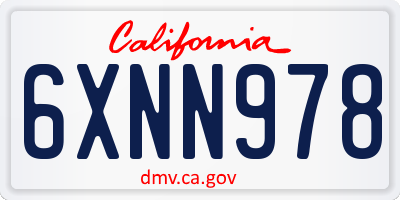 CA license plate 6XNN978
