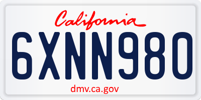 CA license plate 6XNN980
